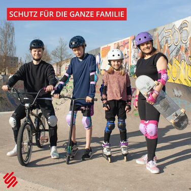 Захисний комплект SKATEWIZ для роликів і скейтборду, 6 предметів: наколінники, налокітники, захист на зап’ястя для дітей і дорослих