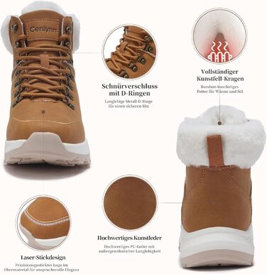 Жіночі зимові черевики: утеплені снігоступи, трекінгові черевики для хайкінгу (жовті, 38 EU)