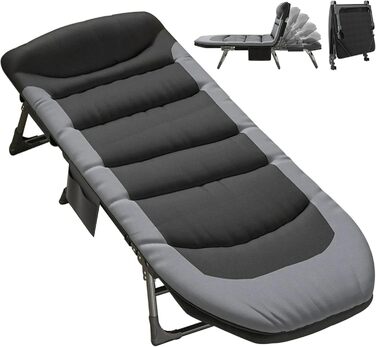Розкладне ліжко для кемпінгу T-ZBDZ XXL (190x65x30 см) - міцне, широке, 6 положень спинки, для відпочинку на природі та вдома