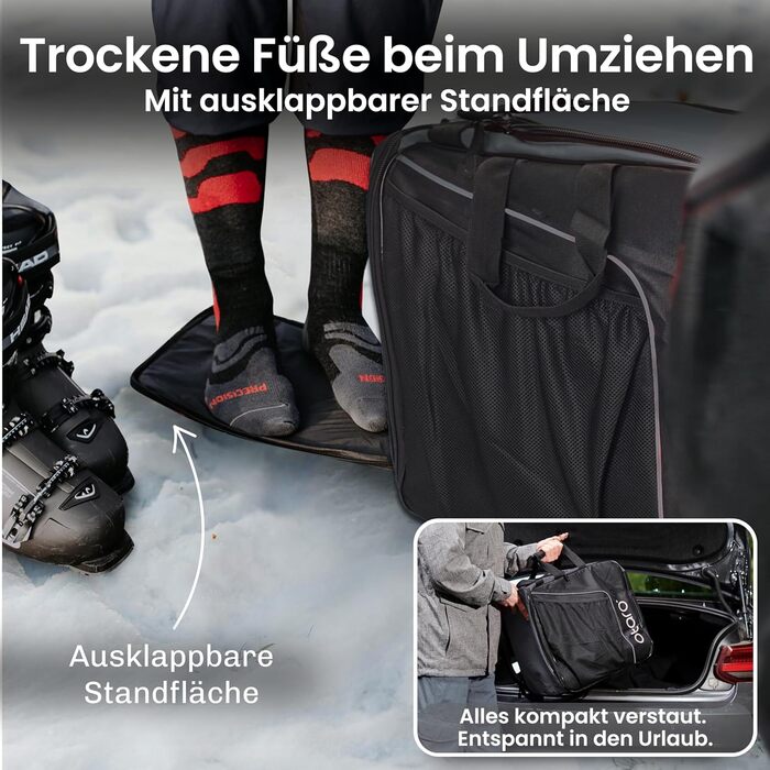 Чохол для лижних черевиків Otaro з відділенням для шолома | Сумка для лиж, шолома та аксесуарів | 60 000+ задоволених клієнтів | Водонепроникна сумка для лижних черевиків, міцна блискавка - комплект сумок для лиж, класична (44L) сірого кольору