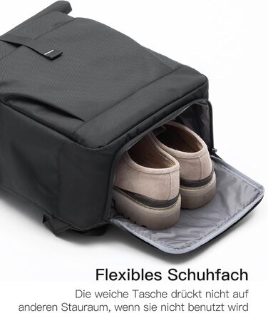 Рюкзак Inateck RollTop 25-30 л з відділенням для взуття, для ноутбука 17'' для чоловіків і жінок, чорний