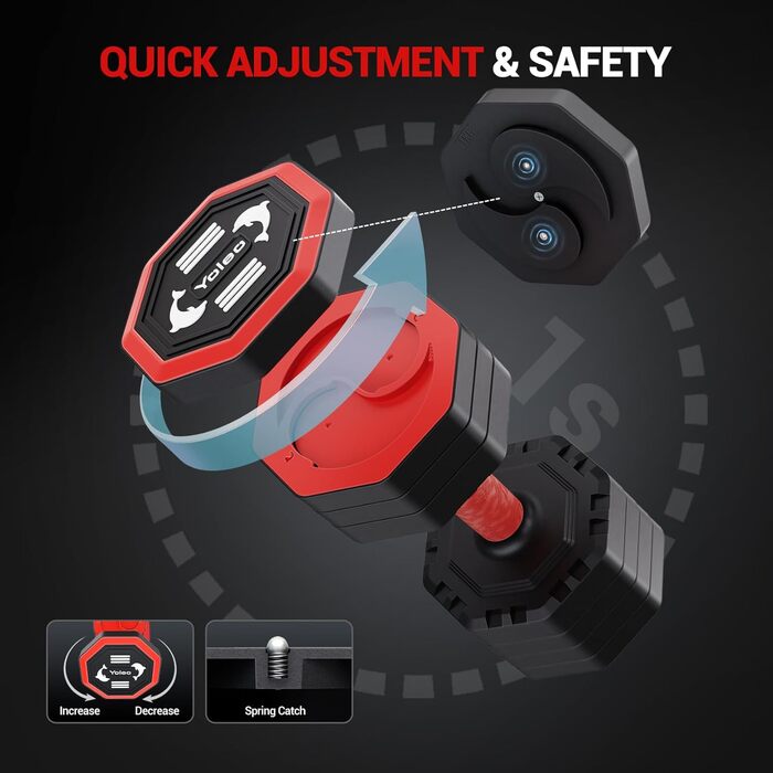 Набір гантелей Yoleo регульовані, 4 в 1 для дому, 4-10 кг, з м'яким гумовим покриттям, для тренувань всього тіла