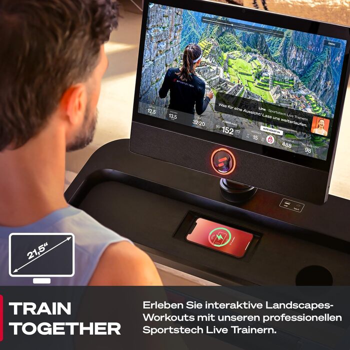 Біговий тренажер Sportstech sTread Pro/Lite: складний, до 20 км/год, нахил 15-17%, 150 кг, LED, сумісність з APP, тихий 7PS двигун, велика площа для бігу, німецька якісна марка