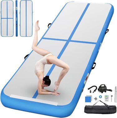 FBSPORT Airtrack Matte - килимок для гімнастики та йоги, 400x100x20 см, синій