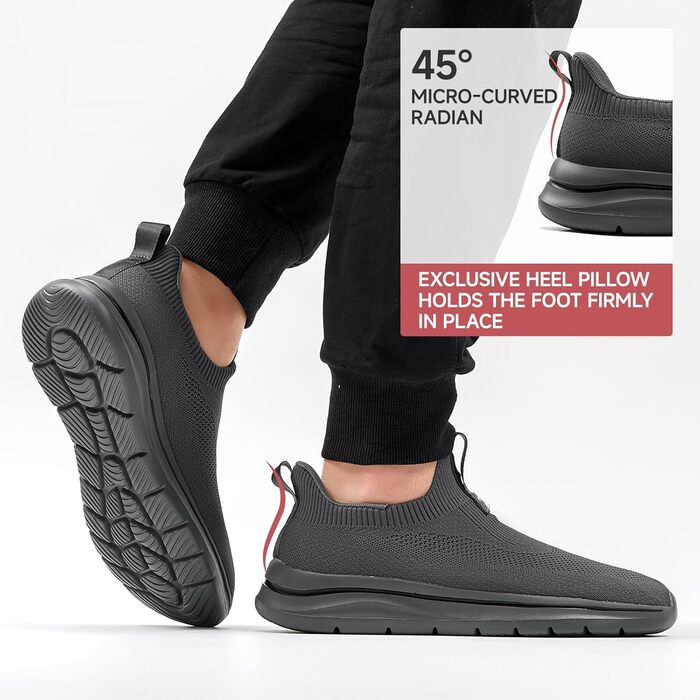 Чоловічі сліпони Sosenfer: зручні, дихаючі кросівки без шнурівків для занять спортом, прогулянок та тренувань (1272, темно-сірий, 43 EU)