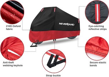 Водонепроникна мотоциклетна накривка Neverland для зберігання на вулиці та в приміщенні. 210D, 220 x 95 x 110 см. Підходить для мотоциклів, скутерів, мопедів.