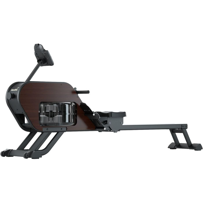 Гребний тренажер Skandika Nemo III Hybrid з водним та магнітним опором | 32 рівня електроніки, 15 програм, до 200 см, сумісний з додатком, дерев'яний | Фітнес-обладнання для дому