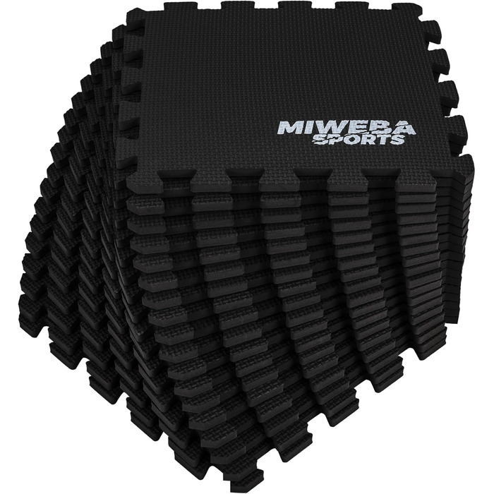 Пазлова захисна спортивна мат для підлоги Miweba BS50 8 шт. (1,7 м²) / BS100 18 шт. (3,175 м²) – для фітнесу, йоги, гімнастики