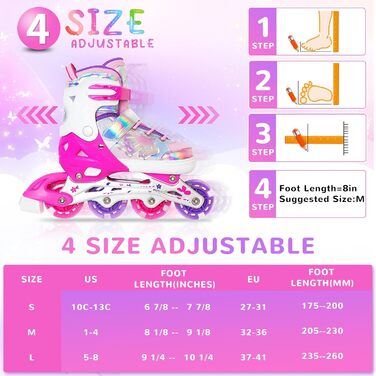 Дитячі ролики Nattork для дівчаток, регульовані, розмір 27-31 EU, рожеві, з бабочками