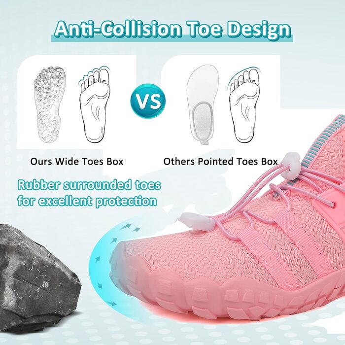 Зітоп Водні черевики для жінок та чоловіків, шкарпетки для плавання, шкарпетки для йоги, спортивні черевики для басейну, пляжу, серфінгу, дайвінгу (36-46 EU), білий, сірий, рожевий