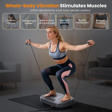 Вібраційна платформа для дому: 120 рівнів, Bluetooth, для тренувань та формування м'язів (200 кг)