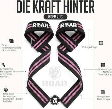 Roar® Ремені для важкої атлетики та кросфіту, підкладкою, для жінок та чоловіків (Рожевий)