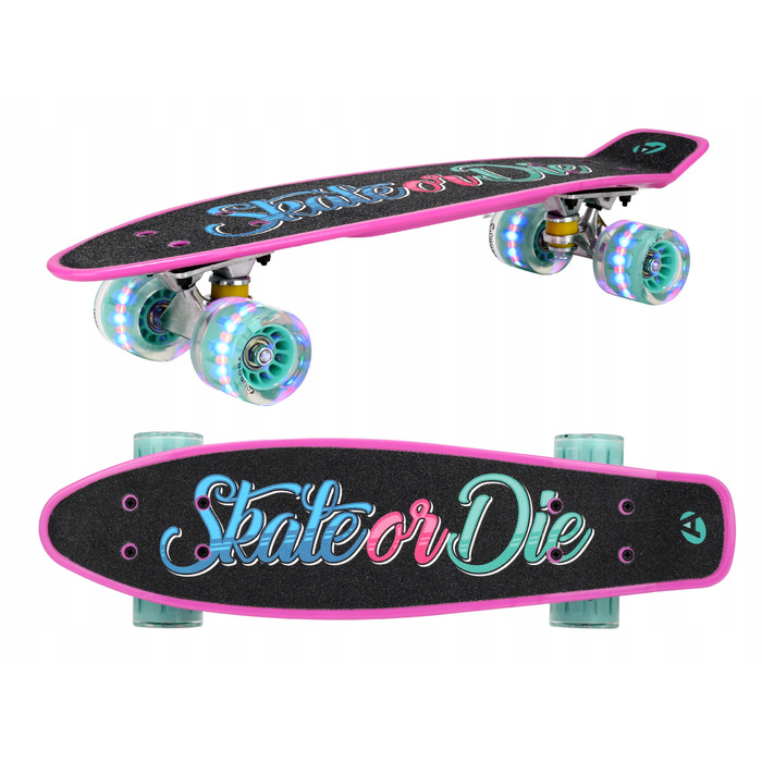 Скейтборд Aurora Classic (56 см x 14,5 см, 60 мм), багатоколірний, з LED-підсвіткою