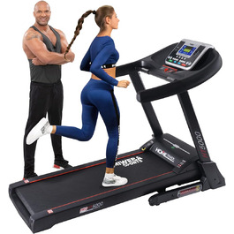 Електрична бігова доріжка Miweba Sports HT5000, 7 к.с., 18 км/год, нахил до 15%, до 150 кг, додаток, складана, велика бігова поверхня, 12 програм, домашній тренажер, фітнес-обладнання, чорна