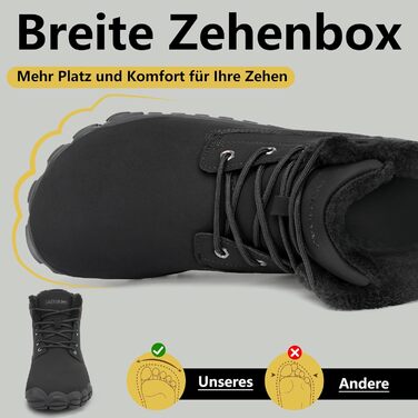 Чоловічі зимові шкарпетки-черевики SAGUARO з широкою носовою коробкою, водонепроникні, розмір 36-48 (47 EU, чорний)