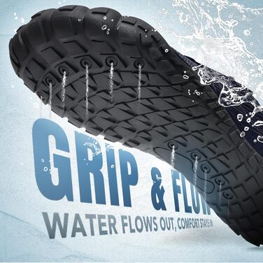 WateLves Водні черевики для жінок та чоловіків, спортивні, антиковзаюча підошва, широка передня частина, темно-синій (661), 43 EU