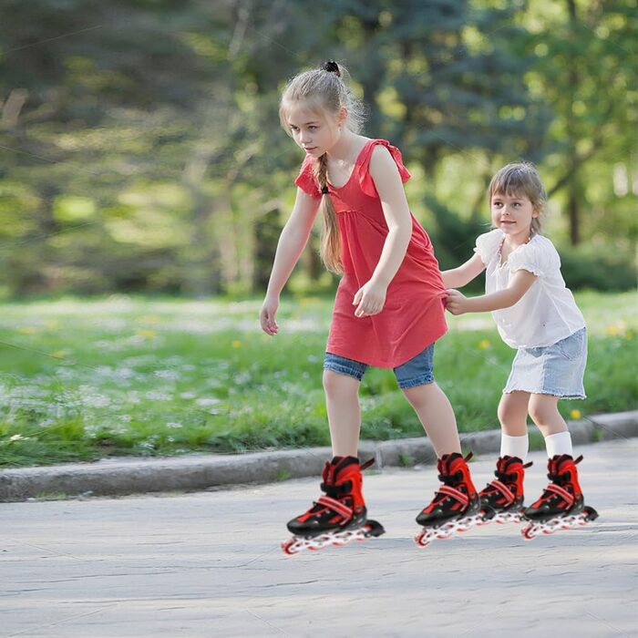 Ролики для дітей, ролики для хлопчиків та дівчаток, регульовані ролики для дітей 3-9 років, ролики з підсвіткою для початківців, червоні S(27-32)