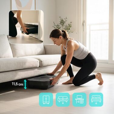 Віброплатформа Meteor для фітнесу вдома: 120 рівнів інтенсивності, 5 програм, 3 зони тренувань, пульт, гумові стрічки, до 160 кг