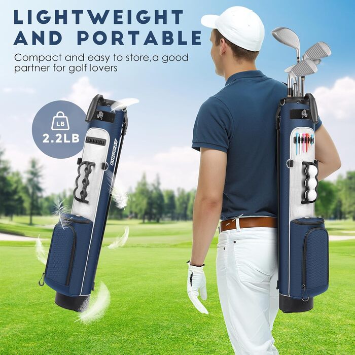 Сумка для гольфу Findway з регульованими плечовими ременями, 2-вегевий роздільник, 2 кишені, легка, для чоловіків та жінок, блакитна