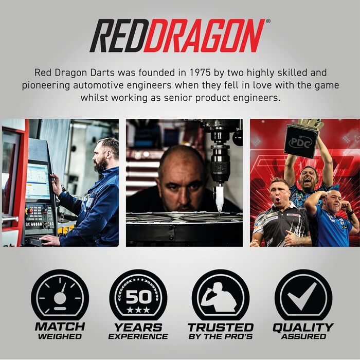 Дротики для дартсу RED DRAGON Apollo 24 г з професійними оперенням і стрижнями