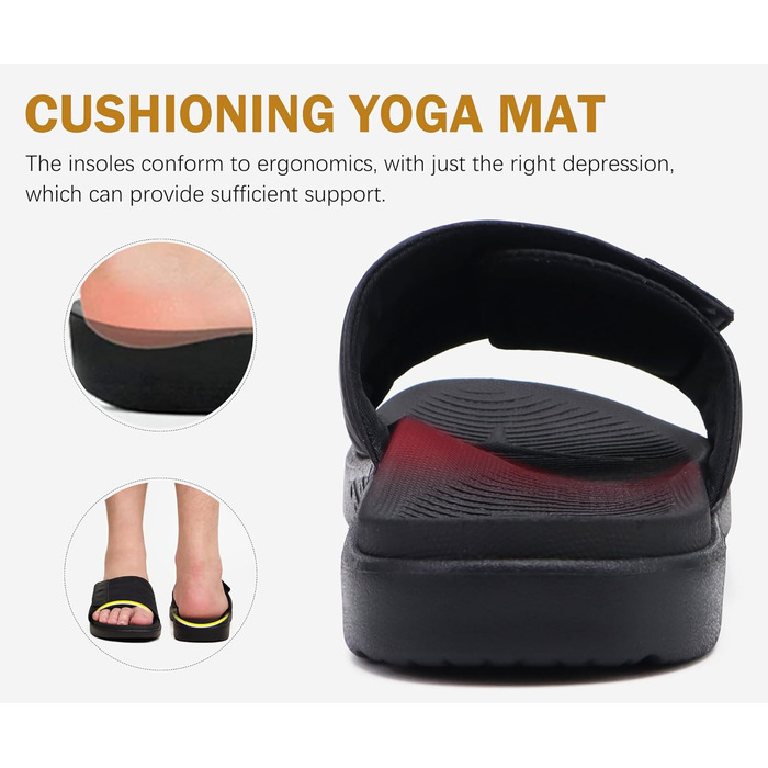 Чоловічі сандалі ONCAI з регульованими ремінцями, відкритим носком та підтримкою склепіння стопи, розмір 47 EU, чорні