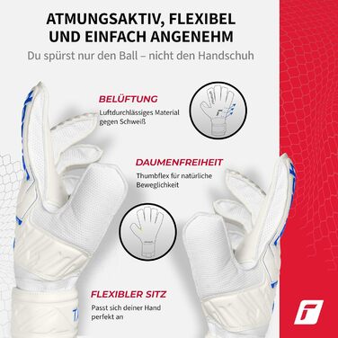 Воротарські рукавиці Reusch Attrakt Solid: професійні, з синтетичним латексом, біло-темно-сині (360° стабілізація)