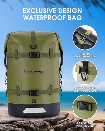 Водонепроникний рюкзак IDRYBAG 35L/55L для подорожей, каякінгу, SUP та плавання
