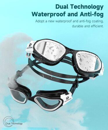 Окуляри для плавання Schwimmbrille, поляризовані, білі/срібні - для жінок та чоловіків, антифог, UV-захист