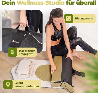 Електрична масажна килимок VitaStretch з льону | 4 програми для спини, плечей, стегон | Функція підігріву, таймер