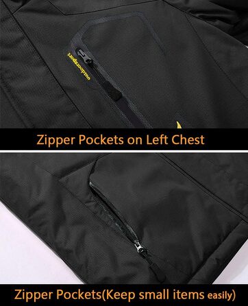 Чоловіча зимова куртка EKENTSON, водонепроникна, вітронепроникна, з підкладкою, для хайкінгу та активного відпочинку, з 4 кишенями (3XL, Чорний)