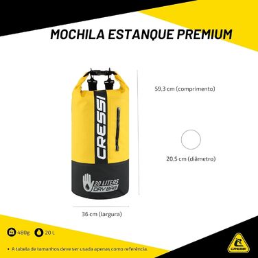 Водонепроникний мішок CRESSI Unisex Premium 20LT (20 л, чорний/червоний, двоколірний)