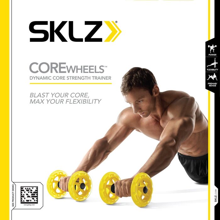 Тренажер для преса та спини SKLZ Core Wheels, динамічний, жовтий