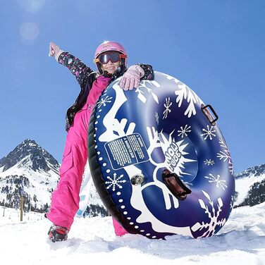 Надувний сніговий санки-труба Frostschutz з ручками, 119 см. Ідеально для зимових розваг дітей та дорослих.