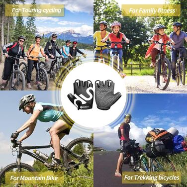 Рукавички для велосипеда чоловічі/жіночі літні - рукавички напівпальці для катання на велосипеді, гірському велосипеді, шосе, даунхілі, для активного відпочинку, чорні, розмір M