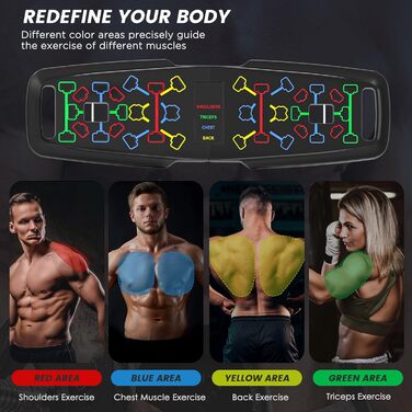Преміум набір для віджимань Push Up Board 10-в-1, дошка з ручками, фітнес-тренажер для дому, чорний, 2024, удосконалена модель