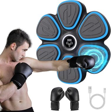 Музична боксерська машина для дорослих з LED-підсвічуванням та Bluetooth. Електронна боксерська машина з музикою, 9 режимів швидкості та підрахунку ударів, у комплекті боксерські рукавички.