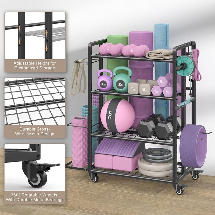 Стійка для зберігання йогаматів та гантелей Jusgym з металу, настінна, до 272 кг