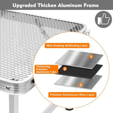 Складаний туристичний столик EASTSTORM 60x40 см з металевою сіткою, 2 рівня висоти, для кемпінгу та відпочинку на природі