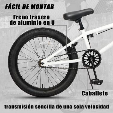 Дитячий BMX велосипед AVASTA Freestyle Rubato 20'' білий, для дітей від 5 років, для початківців, кілька кольорів