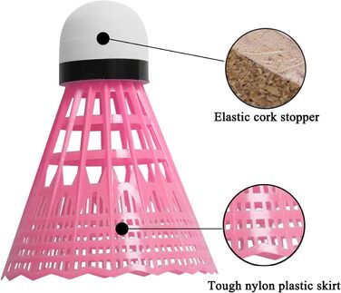 Набір для бадмінтону FYSL 12 шт. Міцні нейлонові волани для гри на відкритому повітрі, тренувань, відпочинку, початківців. Білий+Жовтий+Рожевий