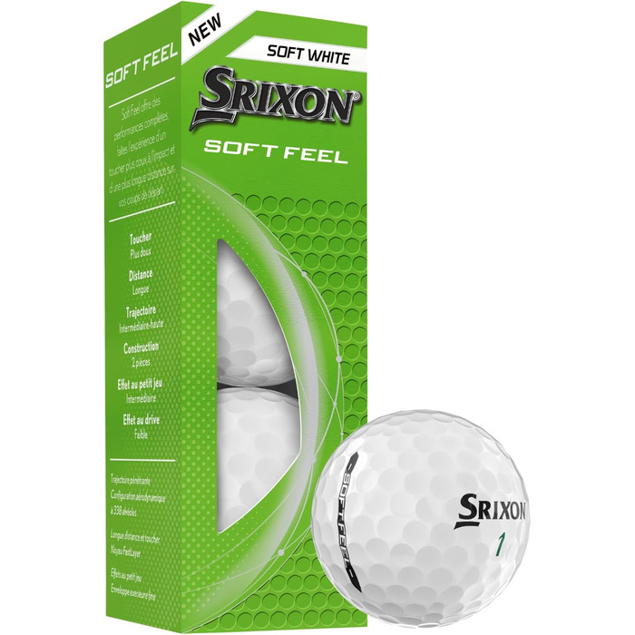 Гольф-м'ячі Srixon SOFT FEEL 14: ультрам'які, довговічні, стабільний політ, контрольований спін, преміум-якість, Tour Yellow/Білий