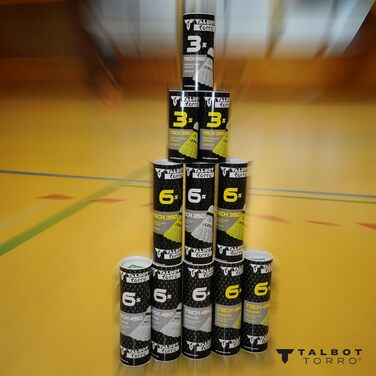 Набір тенісних м'ячів для бадмінтона Talbot-Torro Tech 350 (3 або 6 шт.), різні кольори/швидкості, нейлонові, для гри в приміщенні та на вулиці