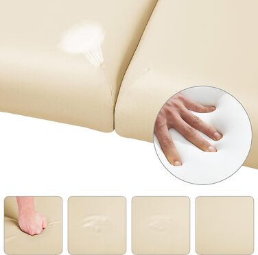 Масажний стіл Yaheetech з 2 зонами, портативний, регульована висота, дерев'яні ніжки, з підголовником та підлокітниками, 213 x 82 x 85,5 см, до 250 кг, кремовий