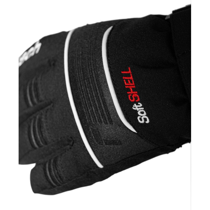 Дитячі гірськолижні рукавички Reusch Softshell, водонепроникні та вітрозахисні, чорно-білі, розмір 6