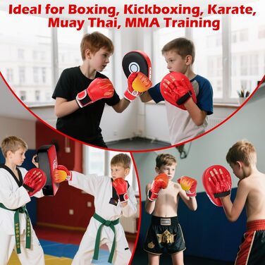 Набір 3-в-1 для дітей та підлітків: боксерські рукавички, відбивачі та регульоване кик-пед для Taekwondo – спортивне обладнання для боксу, MMA, Муай Тай, Taekwondo, кікбоксингу