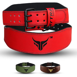 Mytra Fusion Gym Belt 4 дюйми: пояс для важкої атлетики, пауерліфтингу, підтримки спини, червоний (Small)