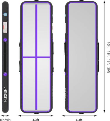 Надувна гімнастична мат для акробатики та кікбоксингу, 3/4/5/6 метрів, 20 см заввишки