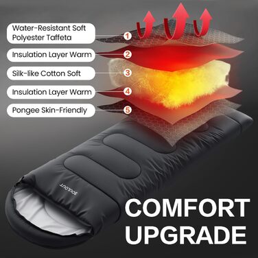 Спальний мішок 3-4 сезони: теплий, легкий, водонепроникний, для дорослих та дітей. Підходить для кемпінгу, трекінгу, хайкінгу (M, темно-сірий)