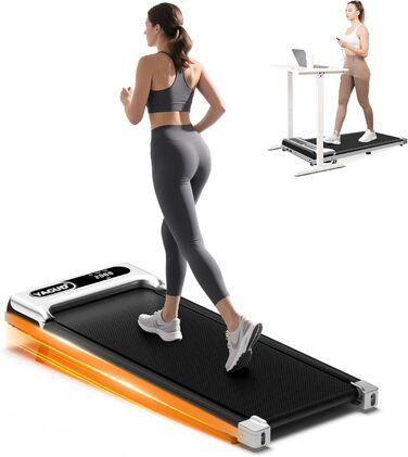 Біговий доріжка Yagud з нахилом, Walking Pad для дому та офісу, LED-дисплей, пульт керування, срібно-чорний колір
