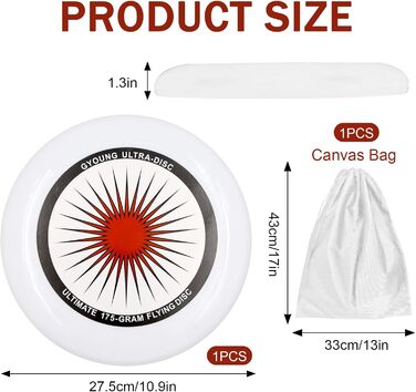 Фрісбі Ultimate 175г для вулиці, професійне, червоне. Диск для гри та змагань з тасьмою для зберігання